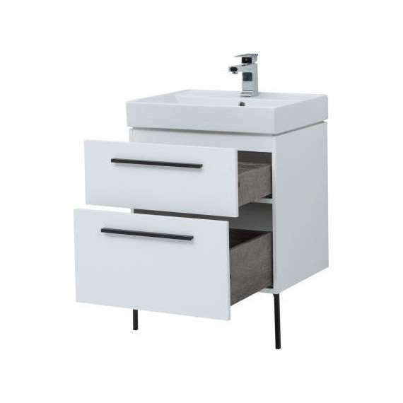 Тумба подвесная с раковиной Aquanet Nova 60 см 242279, белый, Цвет фасада: белый фото 7