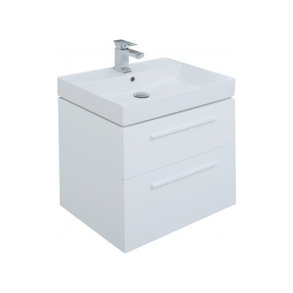 Тумба подвесная с раковиной Aquanet Nova 60 см 242279, белый, Цвет фасада: белый фото 9