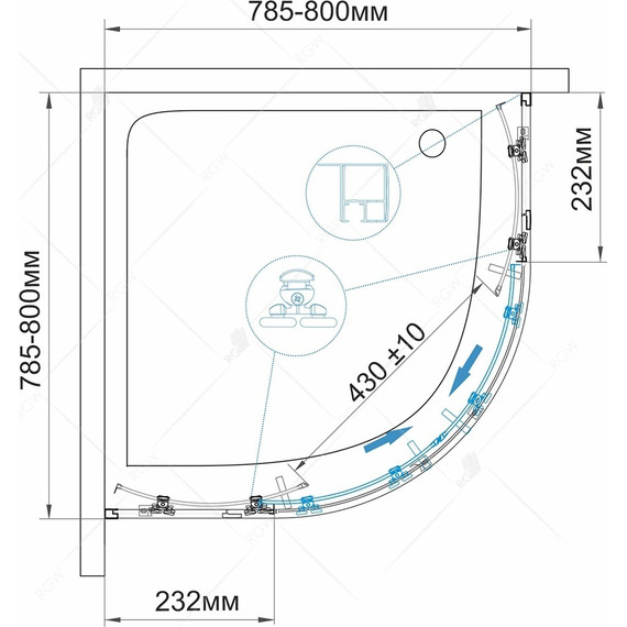 Душевое ограждение RGW CL-53B 80х80 см 06095388-14, черный/прозрачное фото 4