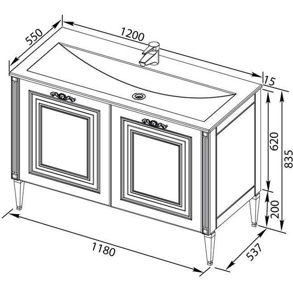Тумба напольная с раковиной Aquanet Паола 120 см 181763, белый/серебро - 7 Тумба напольная с раковиной Aquanet Паола 120 см 181763, белый/серебро фото 7