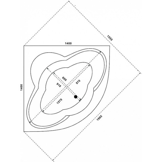 Ванна акриловая Bas Имейджен 140х140 см фото 6