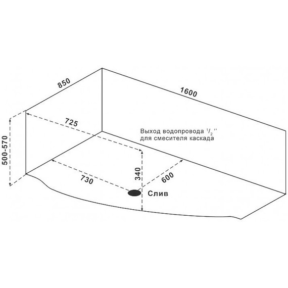 Ванна акриловая Bas Мартиника 160х85 см L фото 6