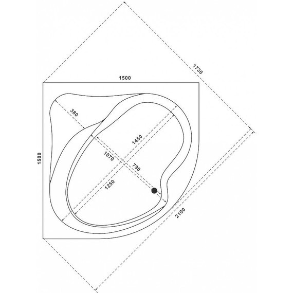 Ванна акриловая Bas Аура 150х150 см, Размер - мм: 1500х1500 фото 5