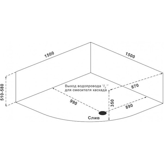 Ванна акриловая Bas Аура 150х150 см, Размер - мм: 1500х1500 фото 7