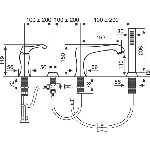 Смеситель для ванны Emmevi Ares NEO76120, черный фото 2