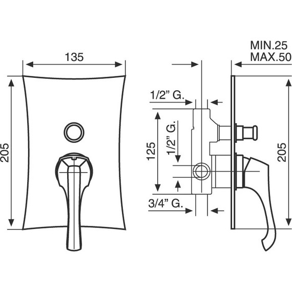 Смеситель для ванны Emmevi Ares BR76019, бронза - 2 Смеситель для ванны Emmevi Ares BR76019, бронза фото 2
