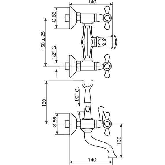 Смеситель для ванны Emmevi Deco Classic BR12011, бронза фото 2