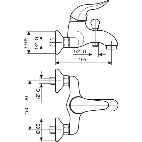 Смеситель для ванны Emmevi Duka BR44001, бронза фото 2