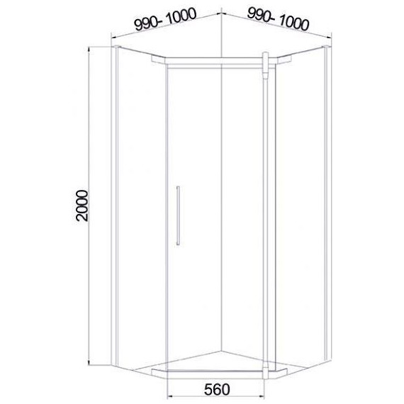 Душевое ограждение Mirsant Smart Pentagon 100х100 см хром/прозрачное - 2 Душевое ограждение Mirsant Smart Pentagon 100х100 см хром/прозрачное фото 2