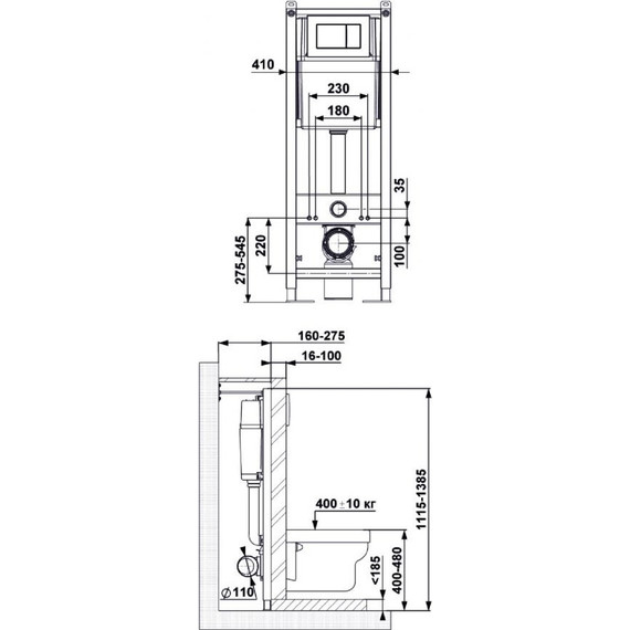 Инсталляция для унитаза Berges Wasserhaus Atom 410 040331 (кнопка хром глянец) фото 4