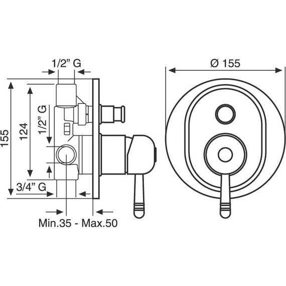 Смеситель для ванны Emmevi Laguna BR40019, бронза - 2 Смеситель для ванны Emmevi Laguna BR40019, бронза фото 2