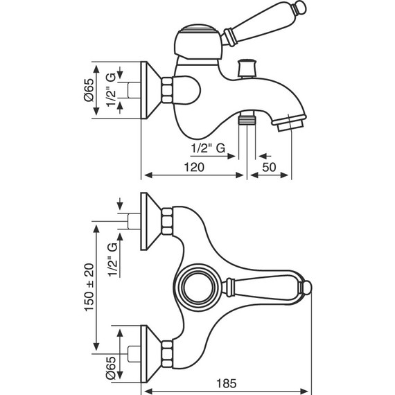 Смеситель для ванны Emmevi Laguna OR40061, золото фото 2