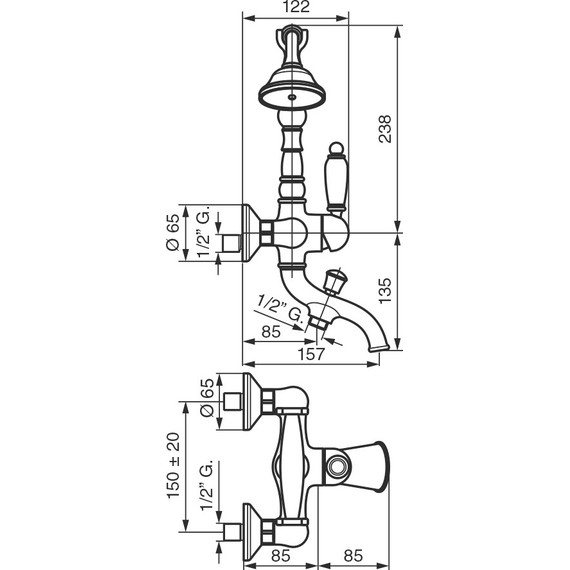 Смеситель для ванны Emmevi Laguna OR40011, золото фото 2