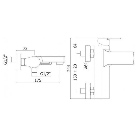 Смеситель для ванны Paffoni Ringo RIN022CR - 3 Смеситель для ванны Paffoni Ringo RIN022CR фото 3