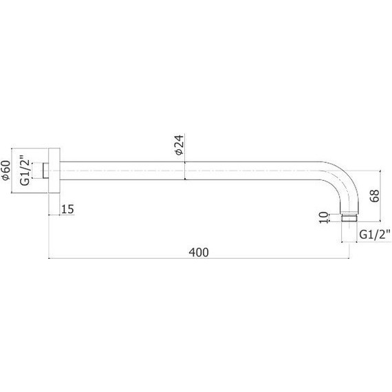 Кронштейн стеновой для верхнего душа Paffoni Rock 400 мм ZSOF034NO, чёрный матовый фото 2