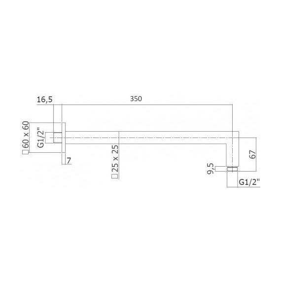 Кронштейн стеновой для верхнего душа Paffoni Quadro 350 мм ZSOF063CR350 фото 2