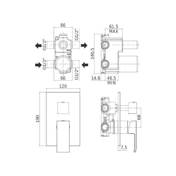 Смеситель для ванны Paffoni Elle EL018CR/M фото 2