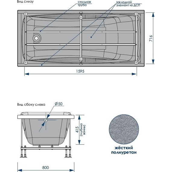 Ванна акриловая Loranto Granby 180x80 см фото 11