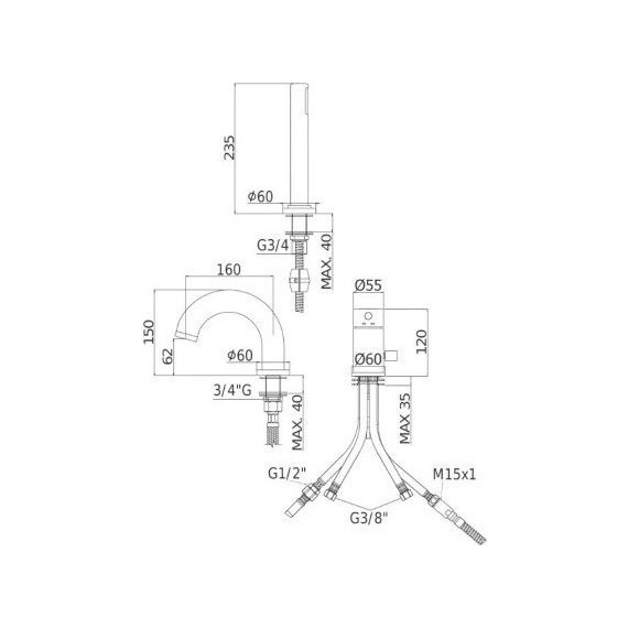Смеситель для ванны Paffoni Light LIG047NO, чёрный матовый фото 4