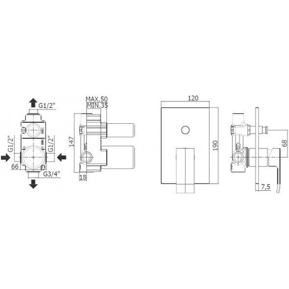 Смеситель для ванны Paffoni Elle EL015NO/M, чёрный матовый фото 2
