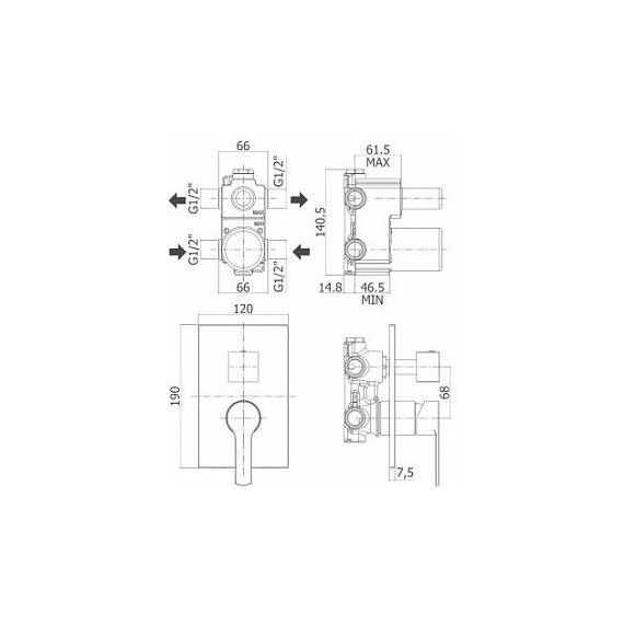 Смеситель для ванны Paffoni Elle EL018NO/M, чёрный матовый фото 2