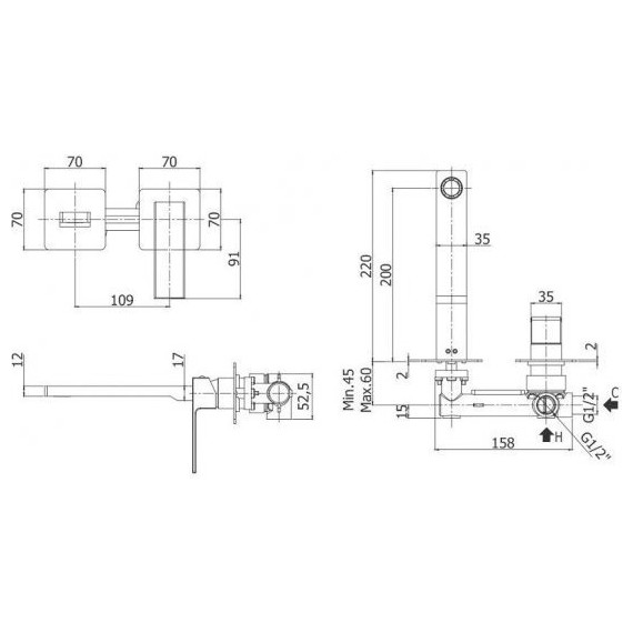 Смеситель для раковины настенный Paffoni Elle EL105CR70 фото 3