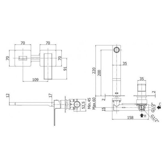 Смеситель для раковины настенный Paffoni Elle EL105NO70, чёрный матовый фото 2
