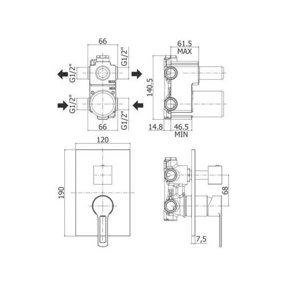 Смеситель для ванны Paffoni Ringo RIN018NO/M, чёрный матовый фото 2