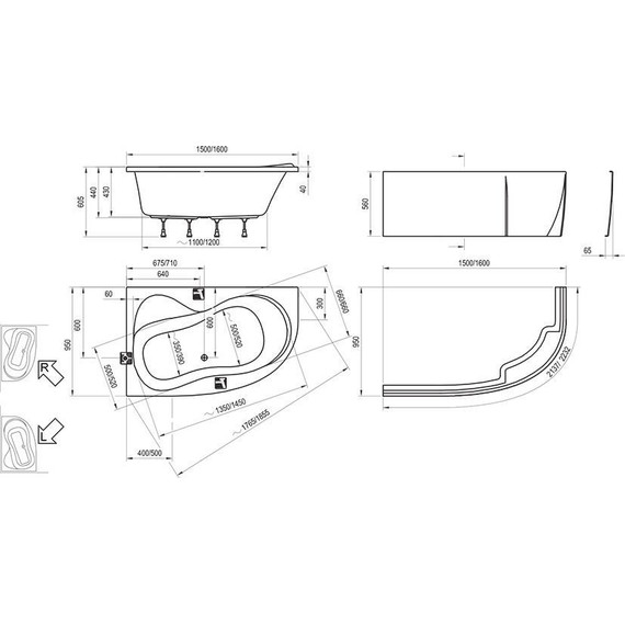 Ванна акриловая Ravak Rosa 150х95 см C561000000 R фото 7