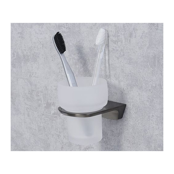 Стакан для зубных щеток WasserKraft Wiese K-8928, цвет оружейная сталь фото 2