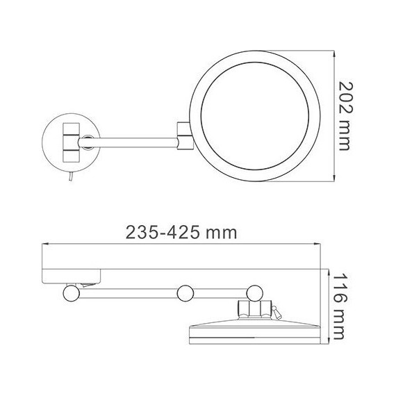 Зеркало косметическое настенное WasserKraft K-1004BLACK, цвет чёрный - 9 Зеркало косметическое настенное WasserKraft K-1004BLACK, цвет чёрный фото 9