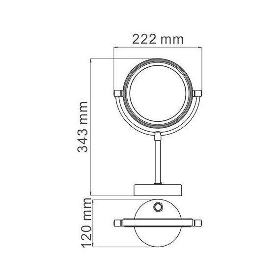 Зеркало косметическое настольное WasserKraft K-1005BLACK, цвет чёрный - 3 Зеркало косметическое настольное WasserKraft K-1005BLACK, цвет чёрный фото 3