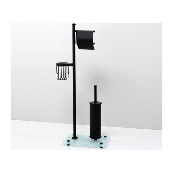 Стойка с держателем и ёршиком WasserKraft K-1264BLACK, цвет чёрный - 2 Стойка с держателем и ёршиком WasserKraft K-1264BLACK, цвет чёрный фото 2