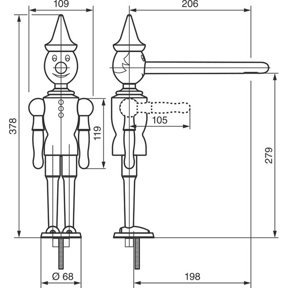 Смеситель для кухни Emmevi Pinocchio LC1887, дерево - 2 Смеситель для кухни Emmevi Pinocchio LC1887, дерево фото 2