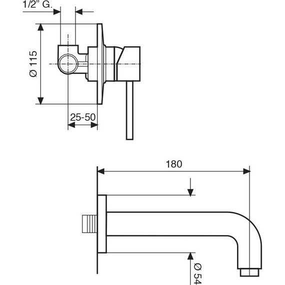 Смеситель для раковины настенный Emmevi Piper OR45055, золото фото 2