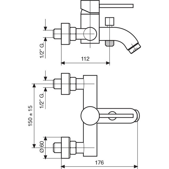 Смеситель для ванны Emmevi Piper NEO45001, черный фото 2
