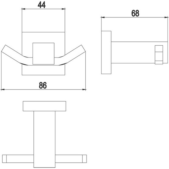 Двойной крючок Timo Selene 17012/17, золото матовое фото 2