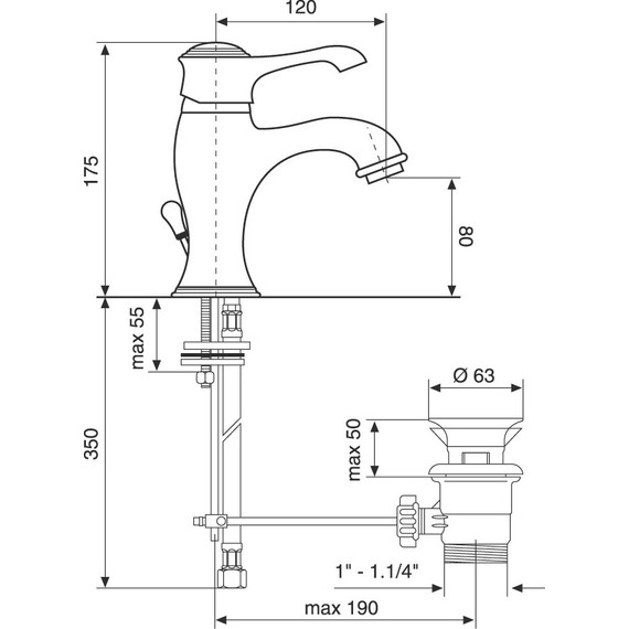 Смеситель для раковины Emmevi Tiffany NC6003, черный/хром фото 2