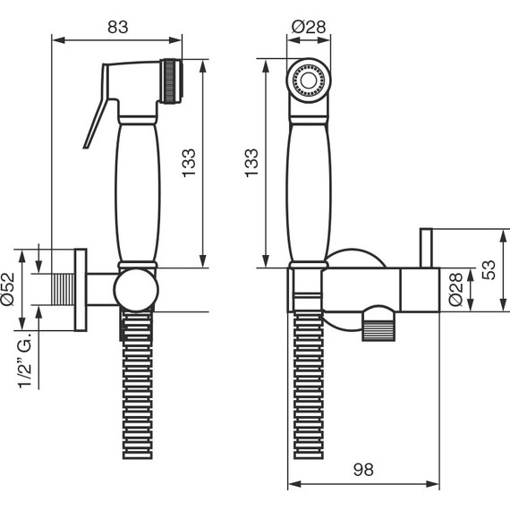 Набор для гигиенического душа Emmevi CO132 без смесителя (на 1 воду) хром/золото - 2 Набор для гигиенического душа Emmevi CO132 без смесителя (на 1 воду) хром/золото фото 2