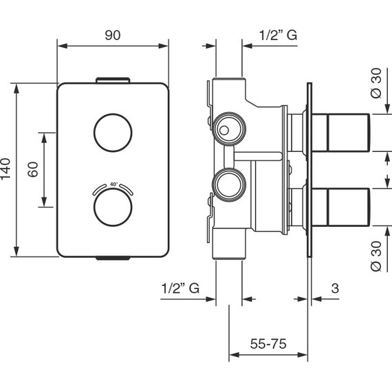 Смеситель для ванны с термостатом Emmevi CR45329 фото 2
