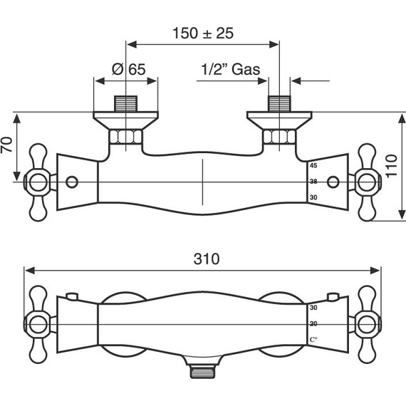 Смеситель для душа с термостатом Emmevi Deco Classic BR12300, бронза фото 2