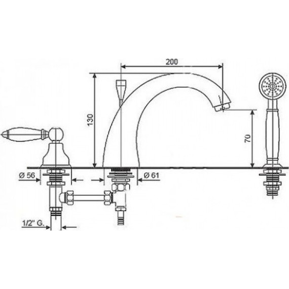 Смеситель для ванны Emmevi Tiffany BC60120, белый/хром фото 2