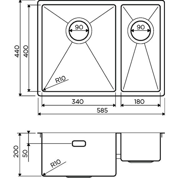 Кухонная мойка Omoikiri Taki 58-2-U/IF IN-L (4993768) 1,2 мм, нержавеющая сталь, Цвет производителя: нержавеющая сталь фото 3