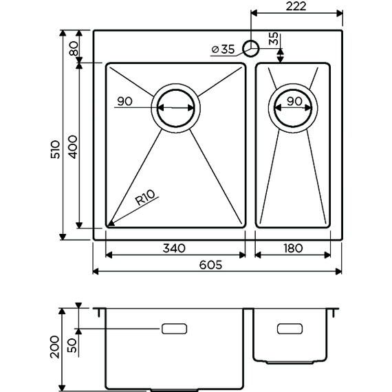 Кухонная мойка Omoikiri Akisame 60-2 IN-L (4993775) 1,2 мм, нержавеющая сталь фото 3