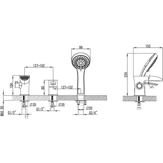 Смеситель для ванны Lemark Atlantiss LM3245C - 4 Смеситель для ванны Lemark Atlantiss LM3245C фото 4