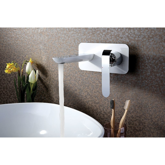 Смеситель для раковины настенный Lemark Melange LM4926CW, хром/белый фото 6