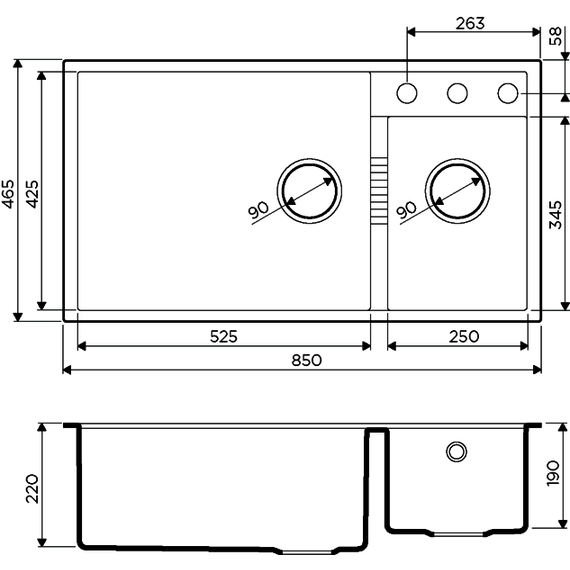 Кухонная мойка Omoikiri Tedori 85-2-U BL 4993940, чёрный, Цвет производителя: чёрный фото 3