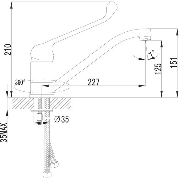 Смеситель для кухни/раковины с локтевой (хирургической) ручкой Lemark Project LM4604C фото 3