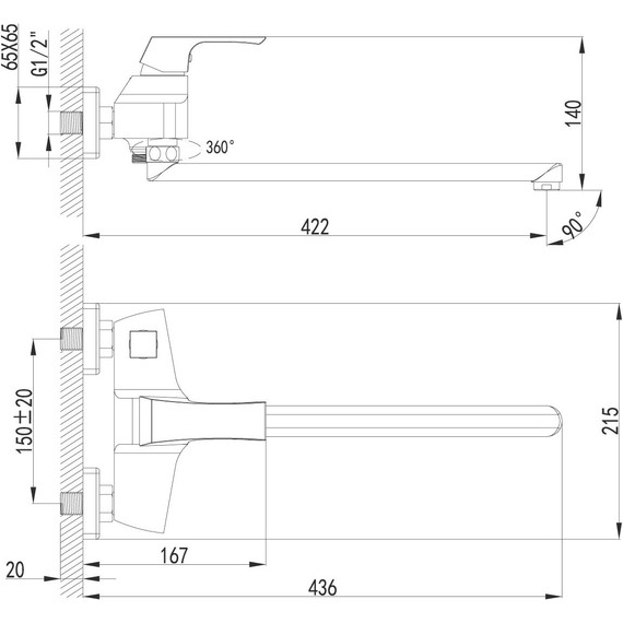 Смеситель для ванны Lemark Unit LM4517C - 6 Смеситель для ванны Lemark Unit LM4517C фото 6