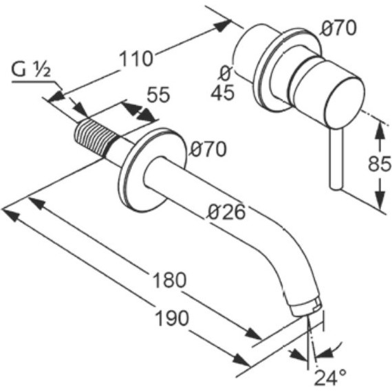 Смеситель для раковины настенный Kludi Bozz 180 мм 382443976, черный - 3 Смеситель для раковины настенный Kludi Bozz 180 мм 382443976, черный фото 3